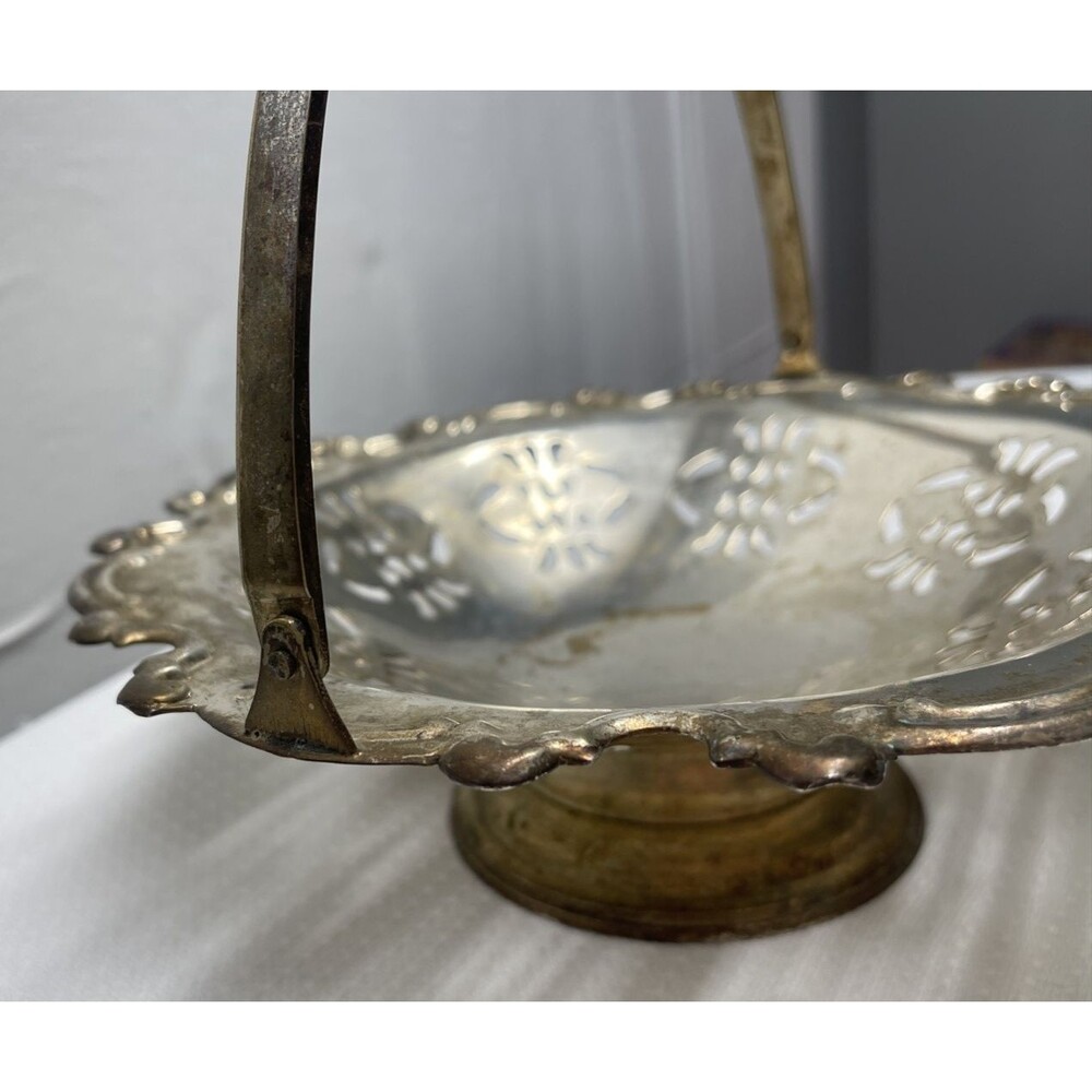 Vintage International Silver Co. Lovelace Pedestal Plated Brides Basket Dish 11" - Picture 5 of 11